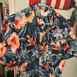 Old Navy Blue and Orange Casual Button Down Shirt